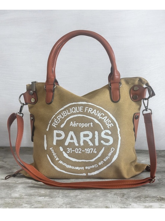Handbags - AEROPORT PARIS CANVAS FAUX LEATHER BAG MEDIUM LARGE